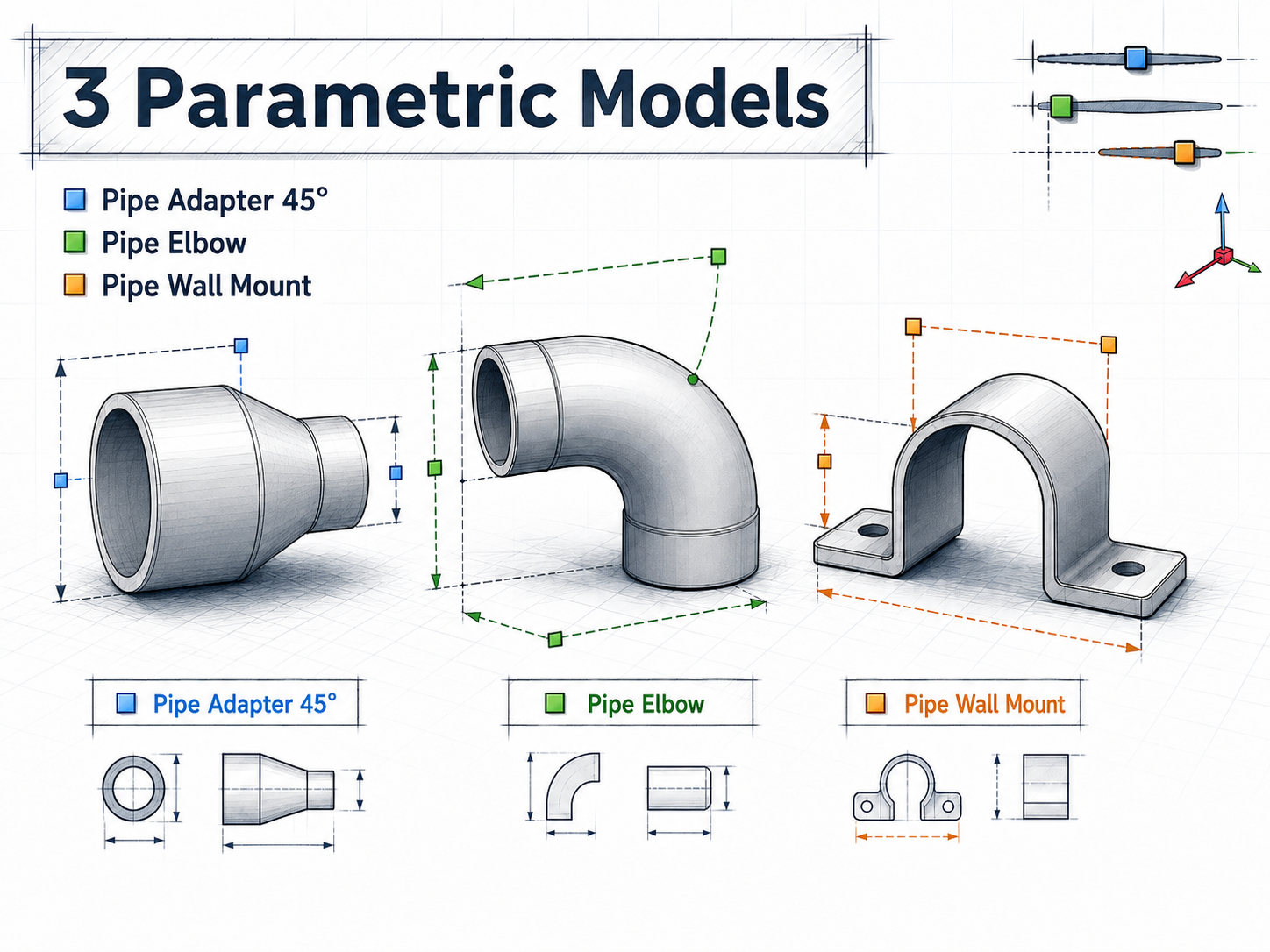 Parametric Pipe connectors, and mounts - OpenSCAD