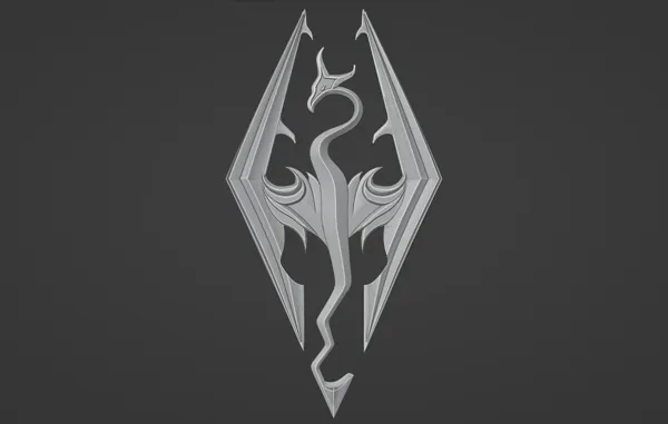 Logo en relief Skyrim / Emblème Elder Scrolls