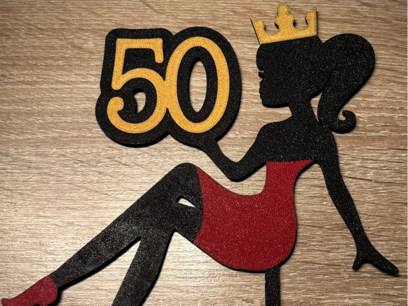 Cake topper Woman with Crown 50 birthday