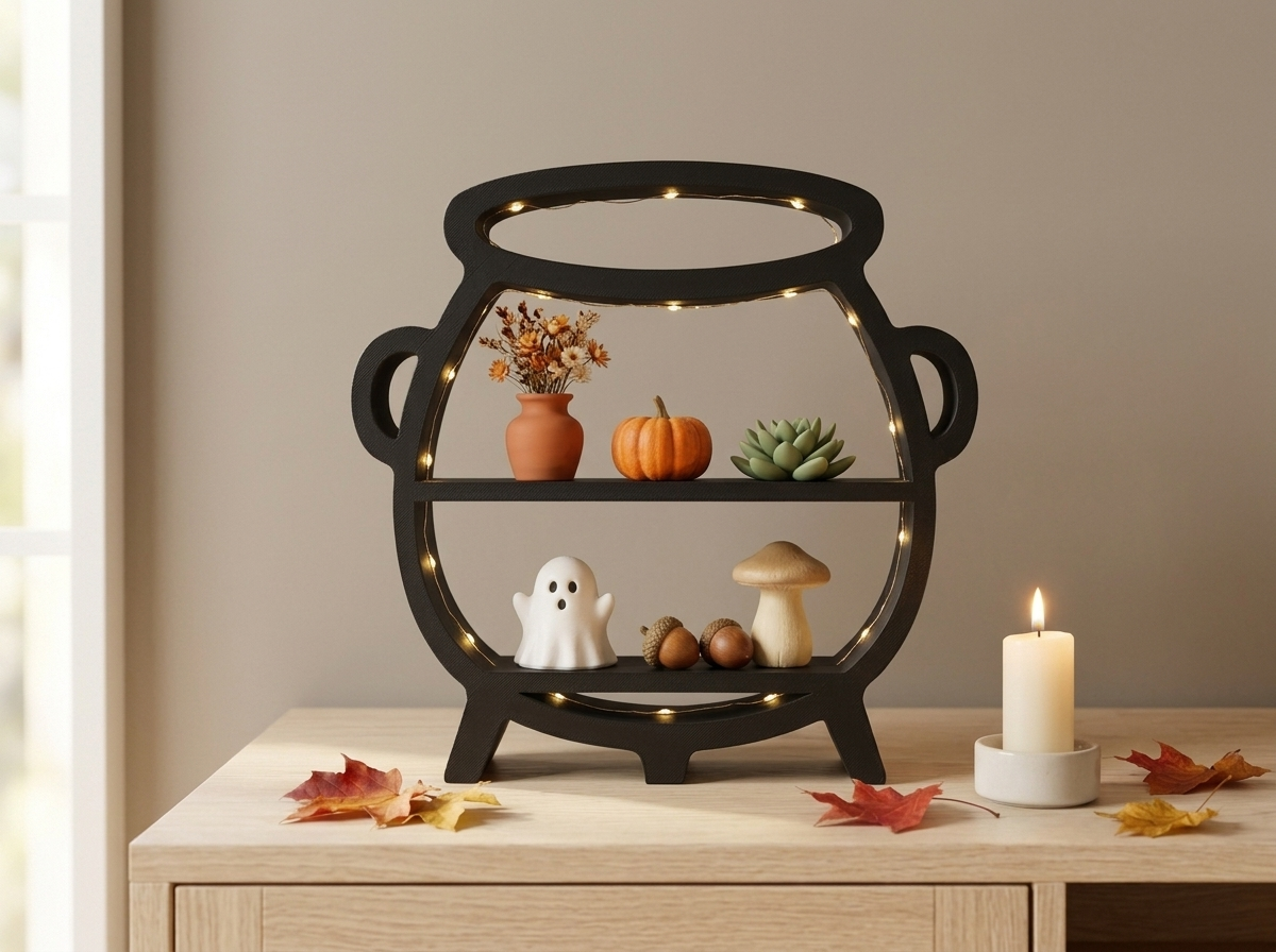 Mystic Cauldron Shelf – Wall & Tabletop Decor - 1