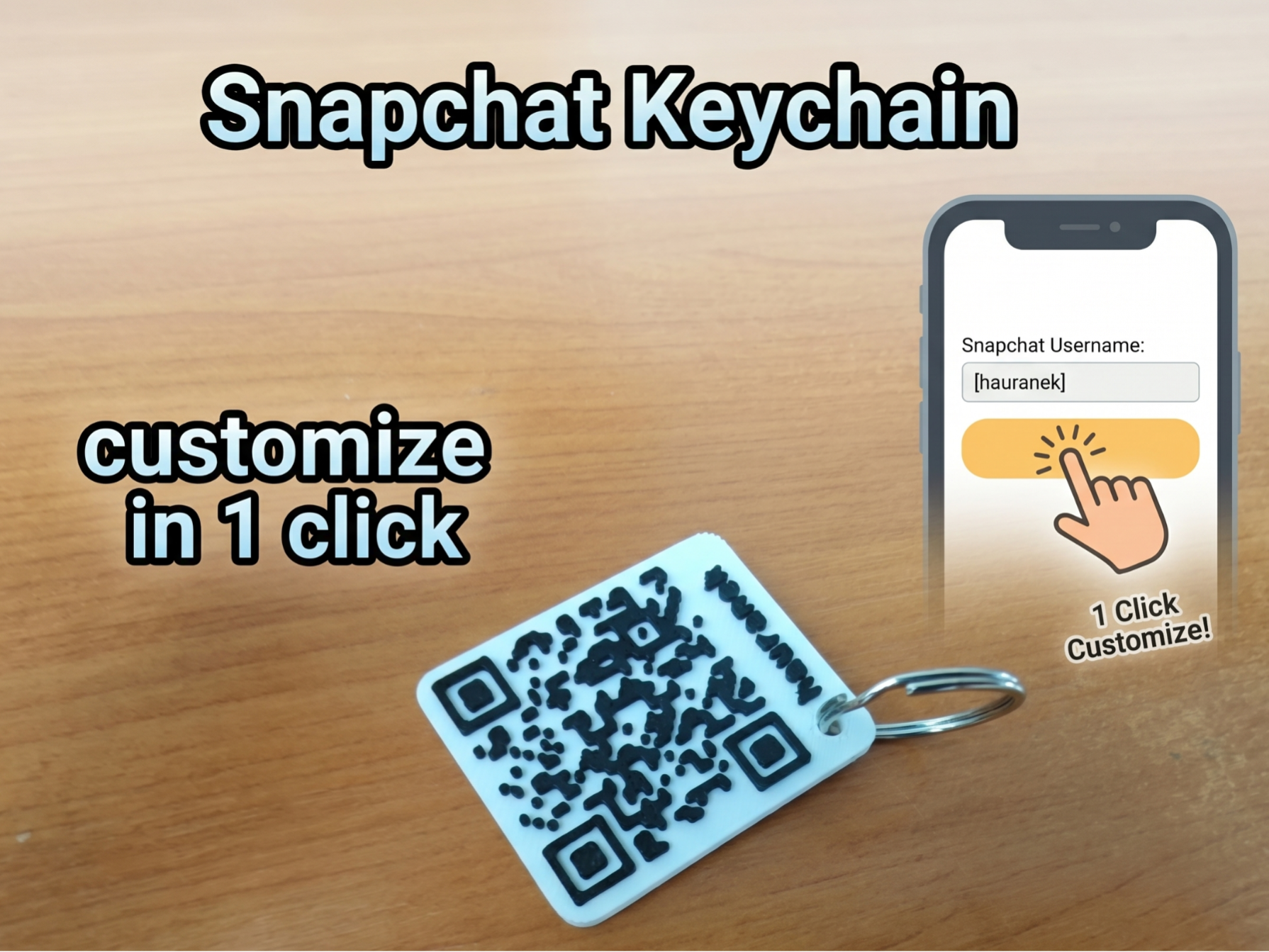 1-click customized Snapchat QR Keychain