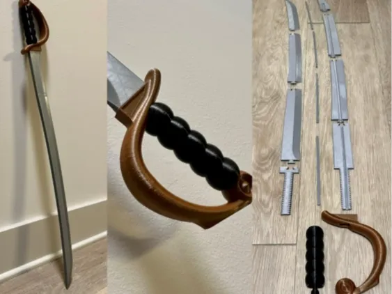 Pirate Sword (100% 3D-Printed with optional Glue)