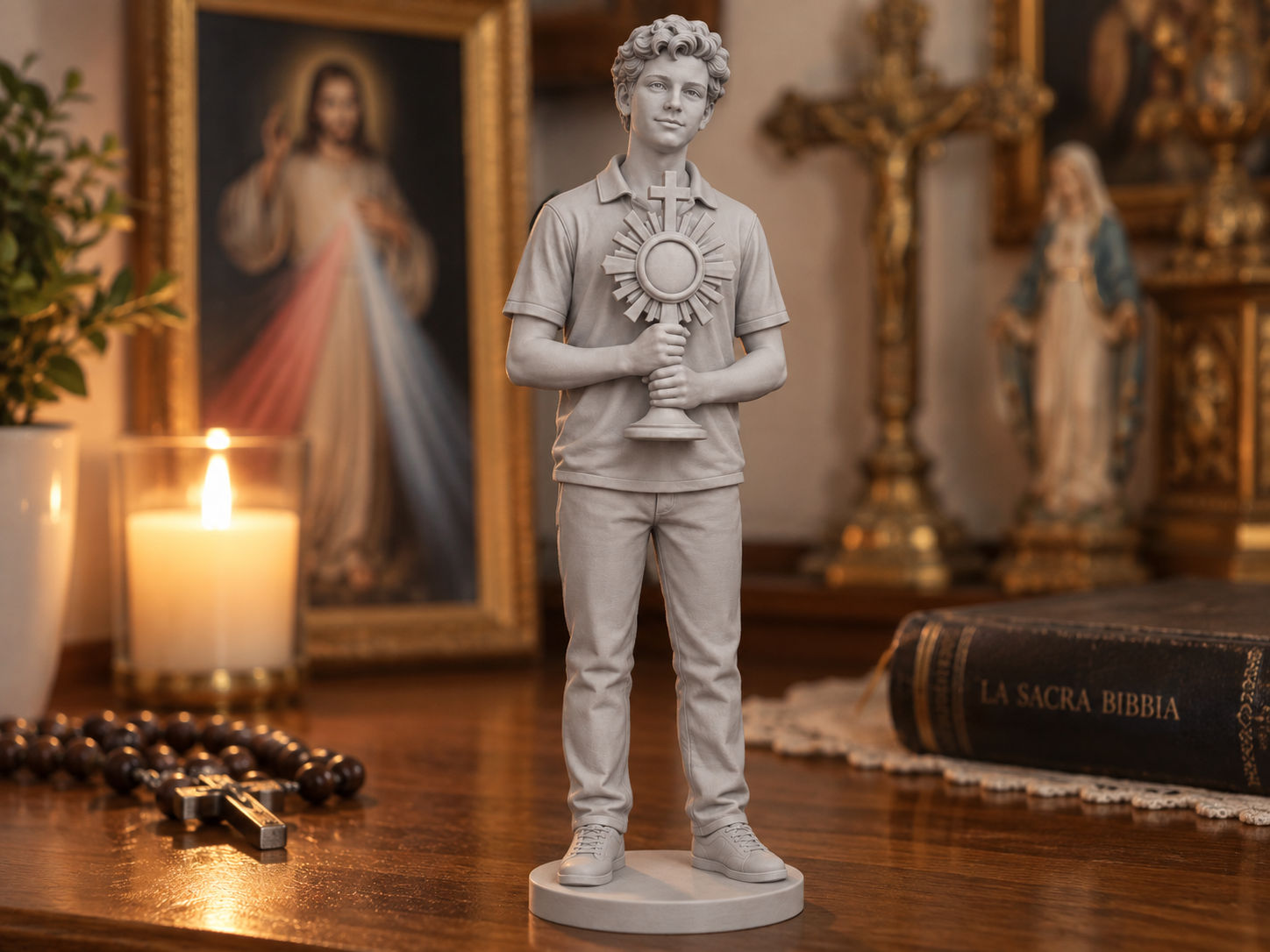 Saint Carlo Acutis – Eucharistic Statue STL - 1
