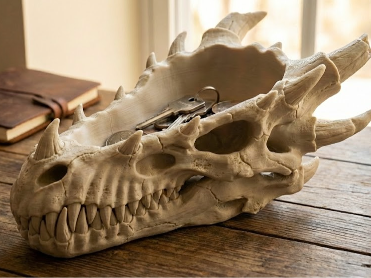 Spiked Dragon Skull Catchall Tray - entryway tray