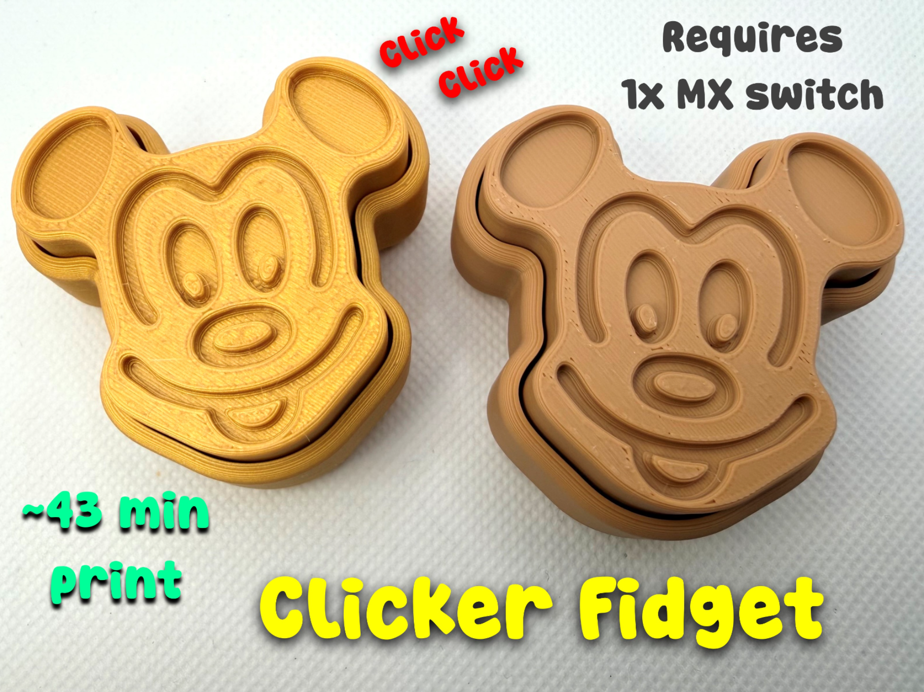 Mickey Waffle Clicker Fidget for Pixie Dusting