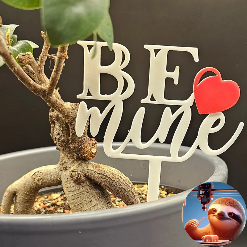 Valentine flower tag - BE MINE