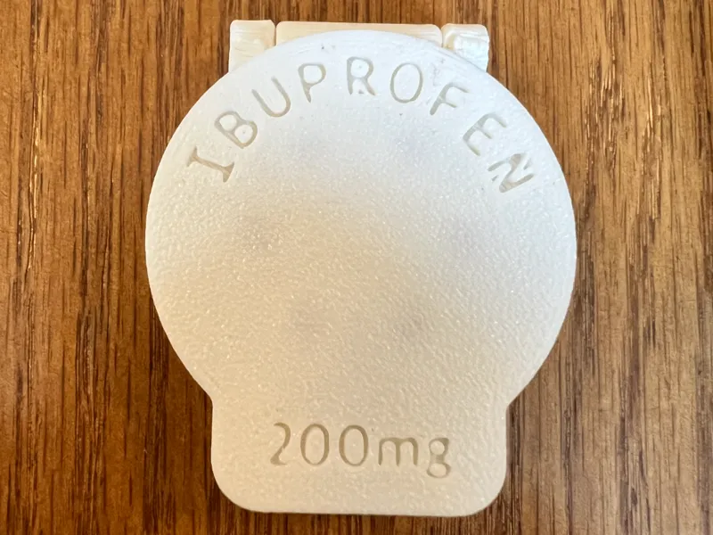 Anti-Rattle Ibuprofen Case with Label