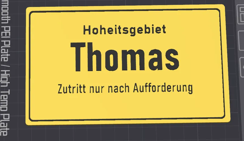 Schild " Hoheitsgebiet Thomas"