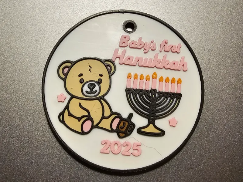 Baby girl’s First Hanukkah 2025 Ornament