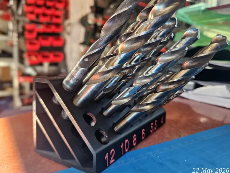 Drill bits holder walmount or table 45 angled