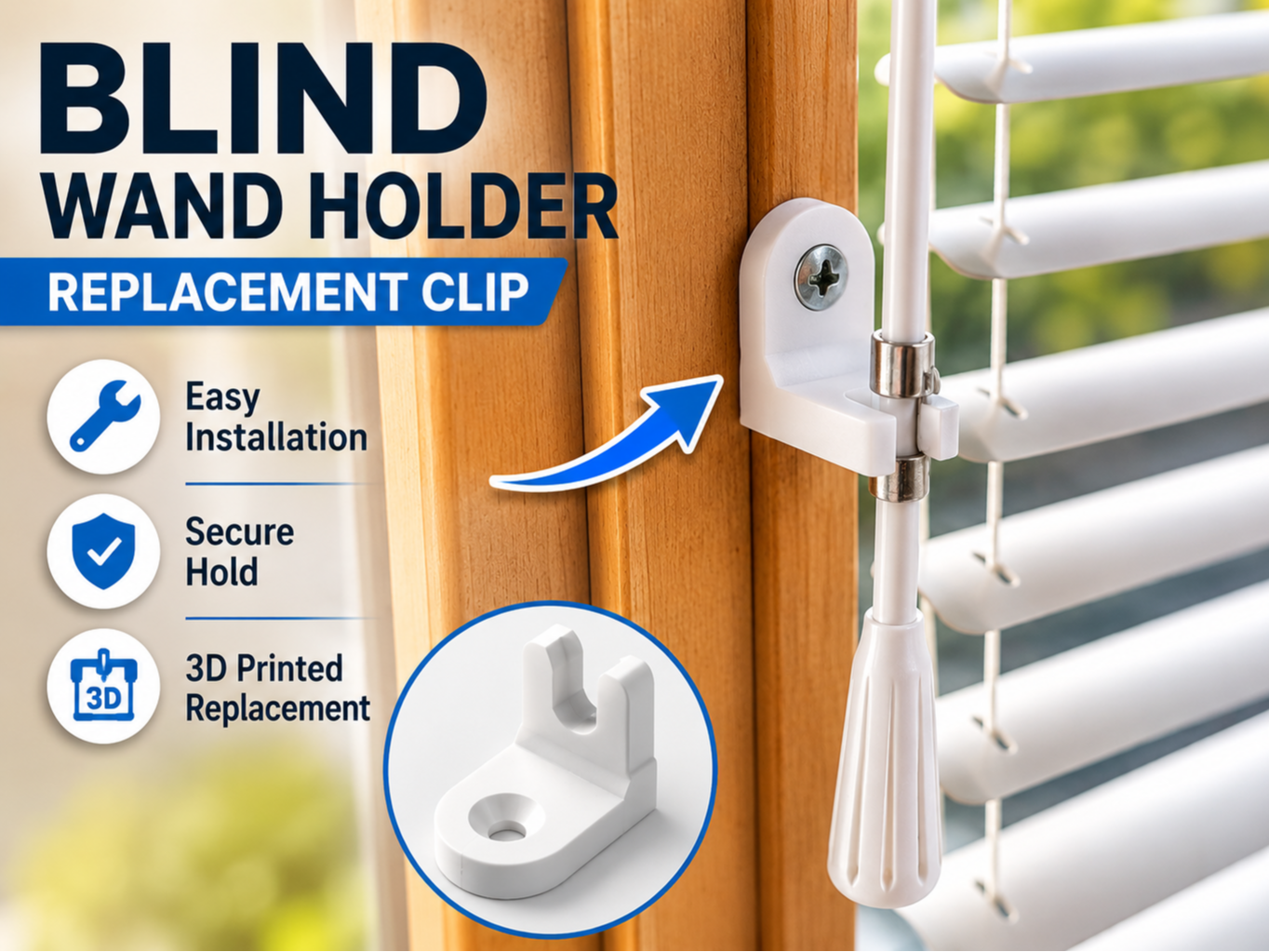 Horizontal Blind Wand Holder Clip