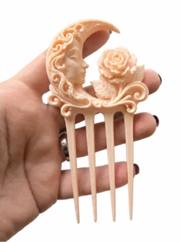 Letrero o emblema decorativo: Moon Rose Elegant Hair Comb — vista de referencia 2