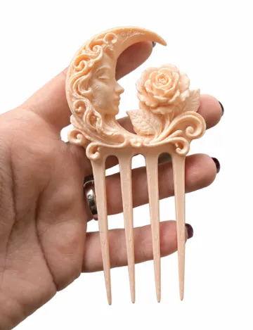 Letrero o emblema decorativo: Moon Rose Elegant Hair Comb — vista de referencia 3