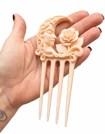 Letrero o emblema decorativo: Moon Rose Elegant Hair Comb — vista de referencia 4