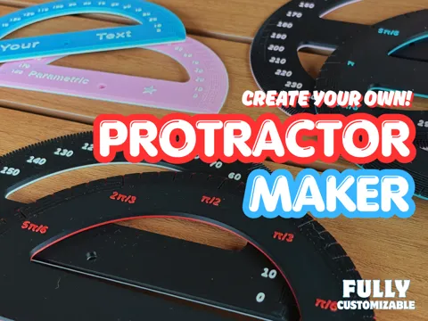 Letrero o emblema decorativo: Protractor Maker - Customizable Protractor — referencia de MakerWorld