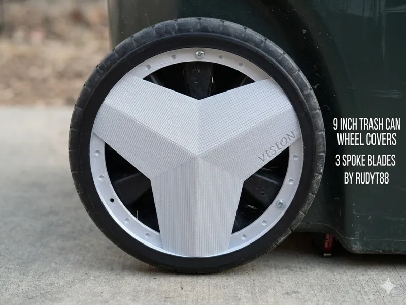 3 spoke blade style trash can wheel covers.
