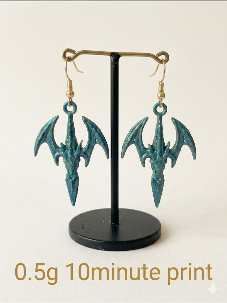 Dragon Wing Dangle Earrings view 2