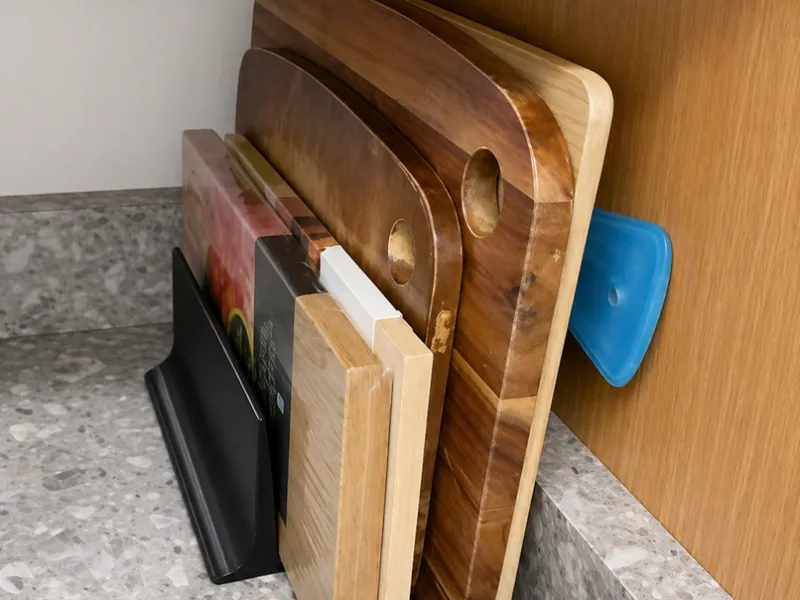 custom  around backsplash cutting board holder