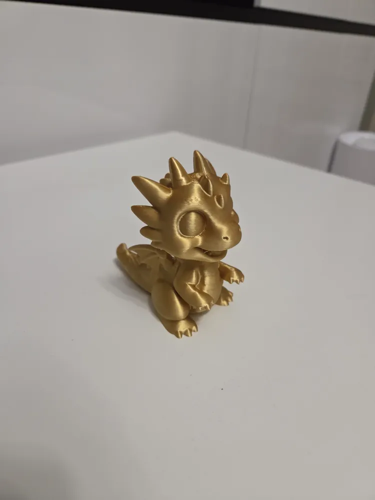 Golden Baby Dragon | Cute Fantasy Dragon - Free 3D Print Model - MakerWorld