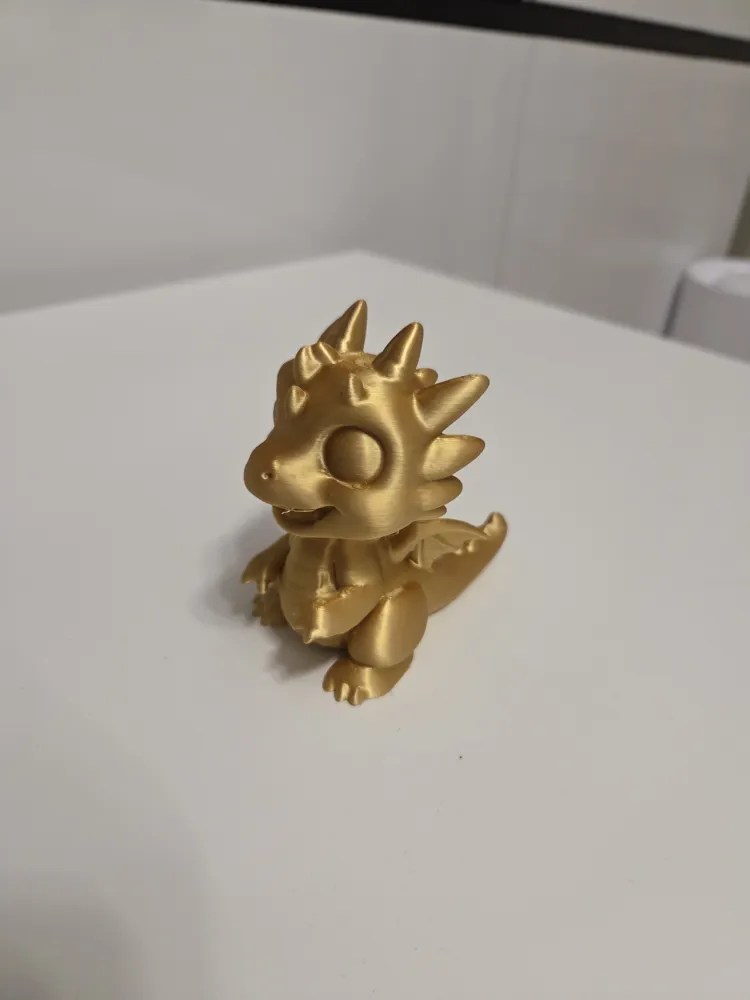 Golden Baby Dragon | Cute Fantasy Dragon - Free 3D Print Model - MakerWorld