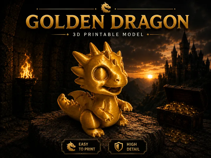 Golden Baby Dragon | Cute Fantasy Dragon