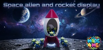 Llavero: Space alien and rocket toy keychain display fidget — vista de referencia 4