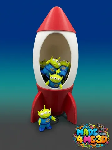 Llavero: Space alien and rocket toy keychain display fidget — vista de referencia 2
