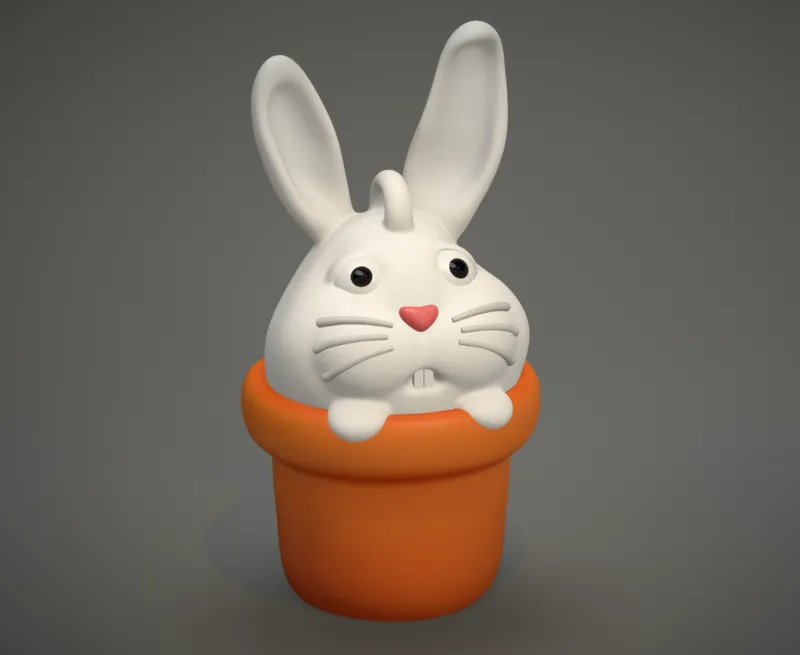 Cute Bunny in a pot keychain