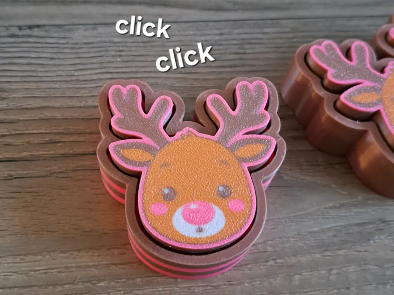 Cute reindeer / deer fidget clicker toy