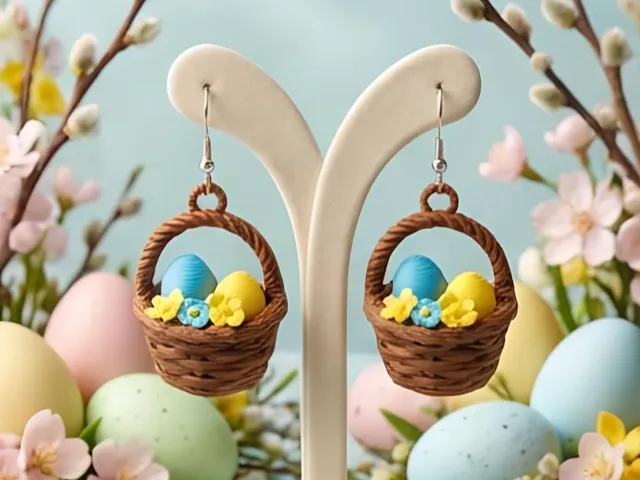 Easter Basket Earrings Cute Spring Mini Gift Set