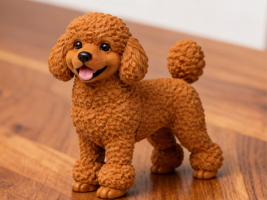 Toy Poodle Dog Figurine 10cm – Cute Mini white pla