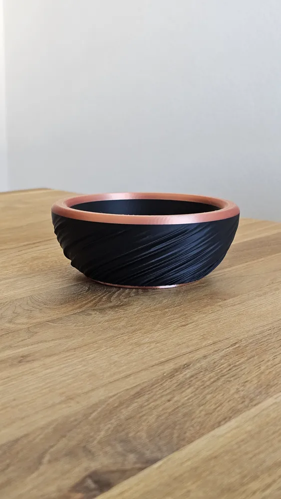 Spiral Twist Bowl with Copper Accents - Free 3D Print Model - MakerWorld