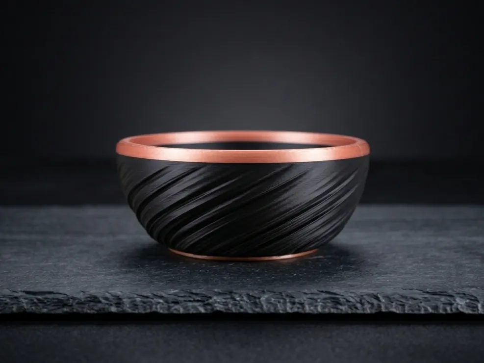 Spiral Twist Bowl with Copper Accents - Free 3D Print Model - MakerWorld
