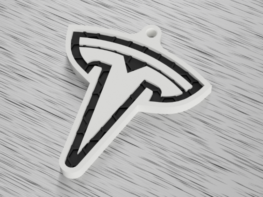 Tesla Keychain - Honeycomb Pattern Logo