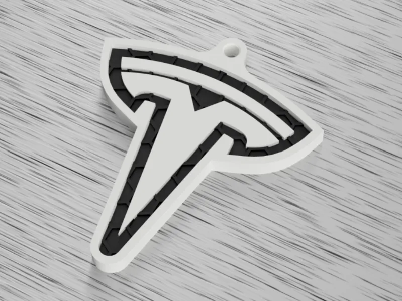 Tesla Keychain - Honeycomb Pattern Logo