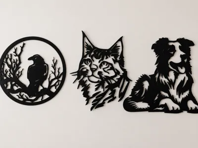 wall art Raven Cat Dog
