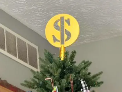 Giant Dollar Sign Tree Topper