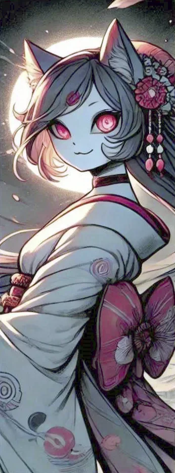Donna gatto in stile anime giapponese