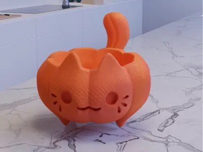 Halloween Pumpkin Cat Candy Holder 