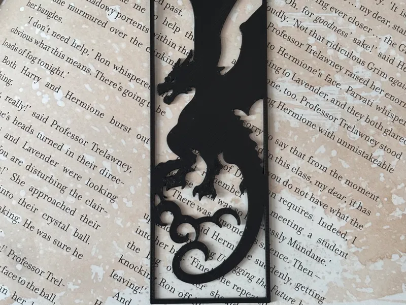 Dragon Silhouette Bookmark – Flying Fantasy Dragon