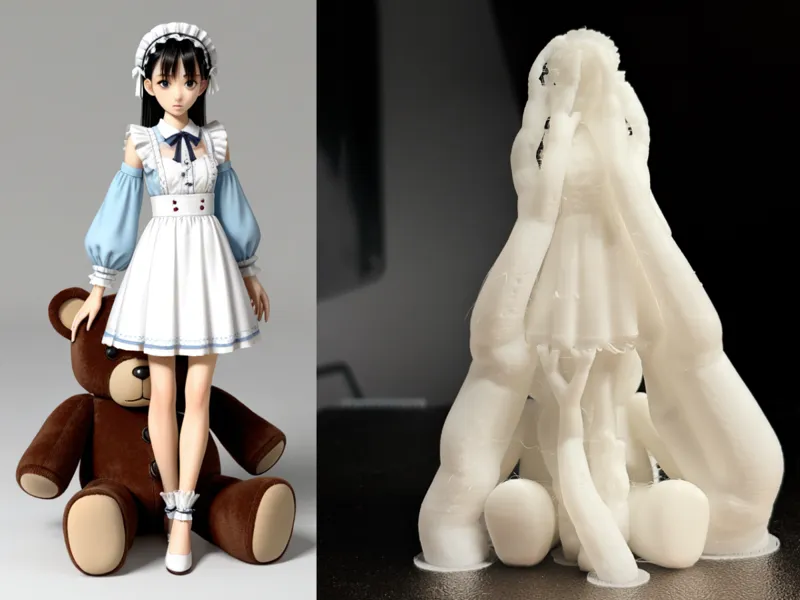 Anime Girl & Giant Teddy Bear Statue
