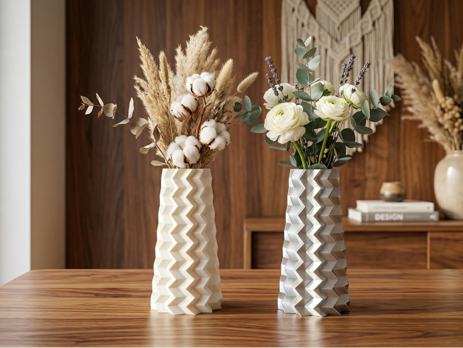 Modern Geometric 3D Vases - Gold & Chameleon