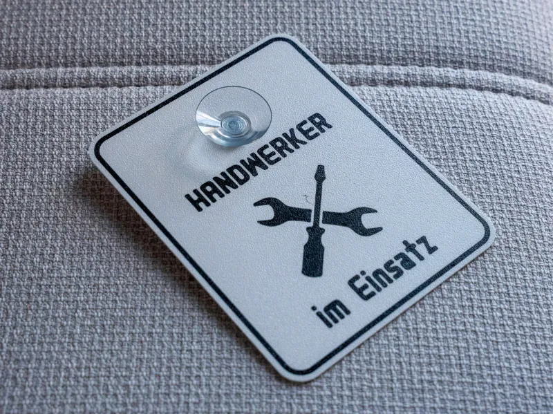 Handwerker im Einsatz - Saugnapfschild / für PKW