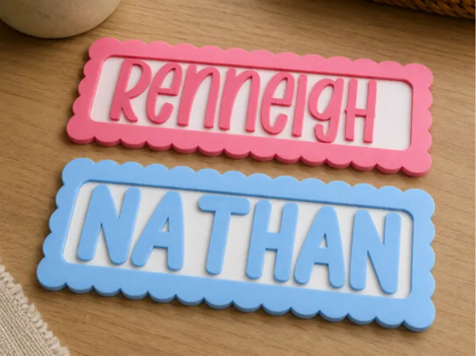 Scalloped Personalised Name Plaque Sign Custom