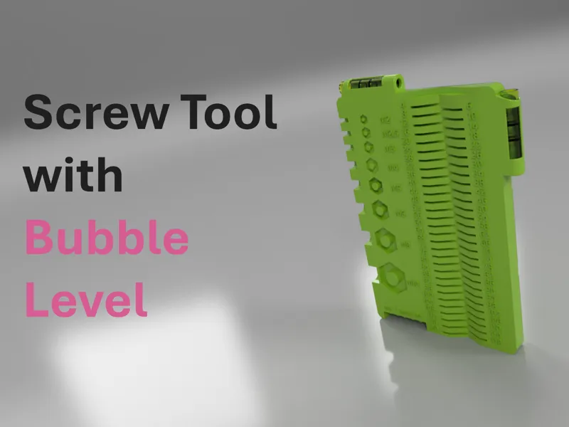 Screw measuring tool with bubble level