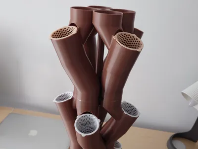 Hydroponics tower channeled pipe. 2in net pot.