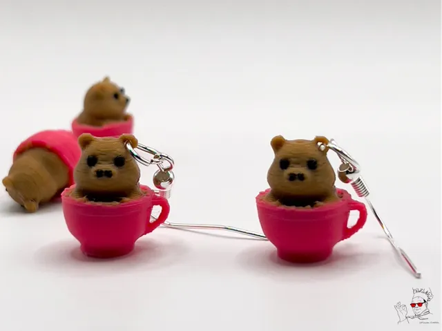Capybara Teacup Earrings