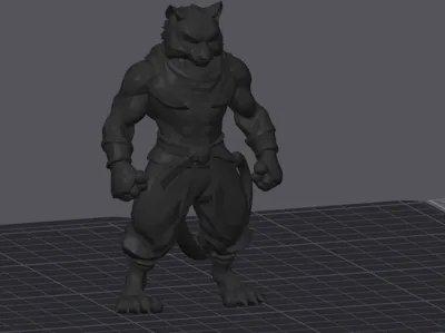 Tiger Warrior Statue (10 cm), print in any color