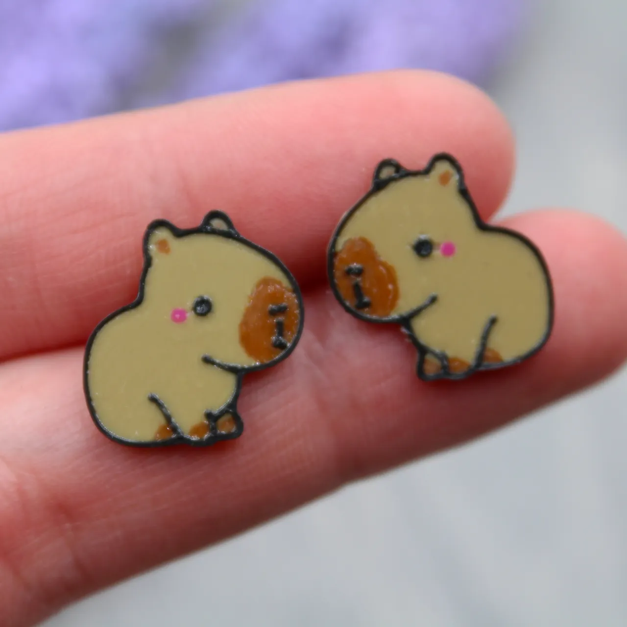 Cute Capybara Earrings view 3