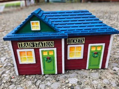 Train Station Christmas Village Set Piece